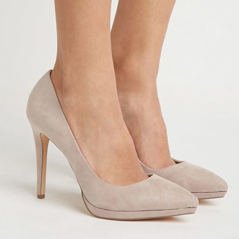 Forever 21 Nude Faux Suede Platform Stiletto Pumps